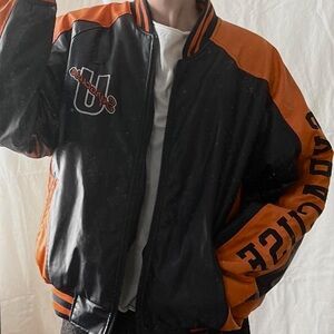 Vintage Navy & Orange Varsity Bomber Jacket - Steve & Barry